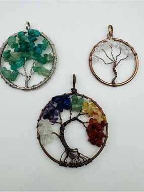 Lot of Tree of Life Handmade Wire Wrapped Pendants x3 Jewelry Findings